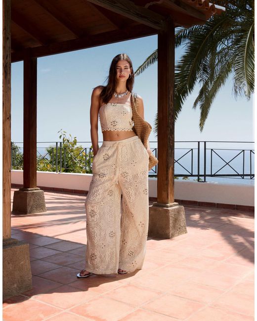 River Island White – trägerloses, gehäkeltes oberteil