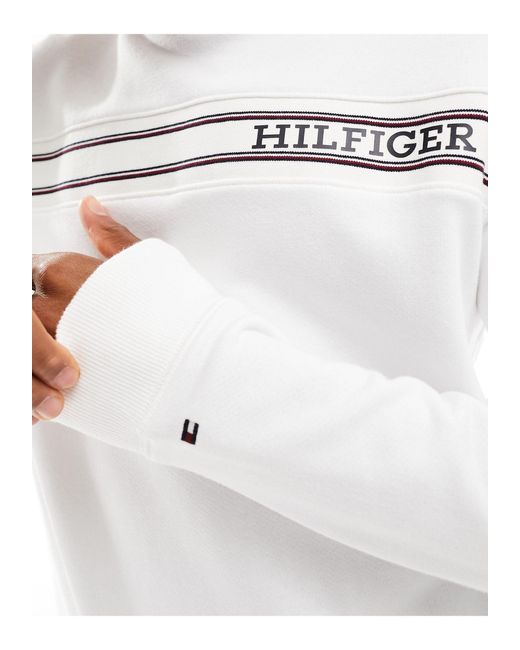 Tommy Hilfiger White Monotype Stripe Lounge Sweatshirt for men