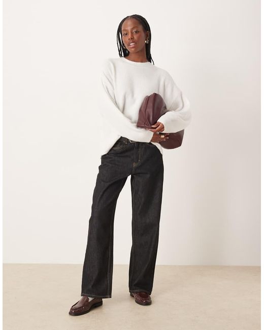 Jdy White Drop Shoulder Knitted Jumper