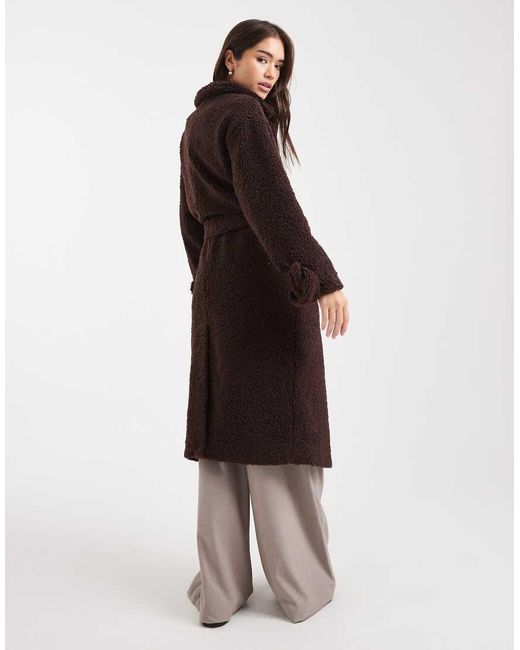 Wednesday's Girl Brown Belted Fluffy Teddy Midaxi Coat