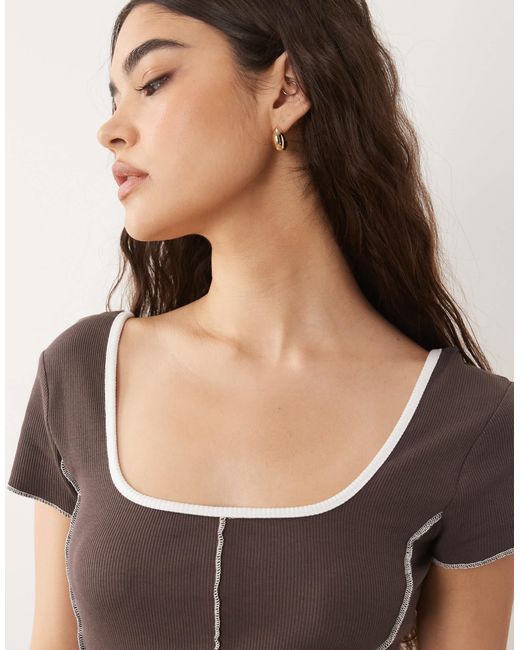 ASOS Cap Sleeve With Exposed Seams Maxi Dress in Natural | Lyst