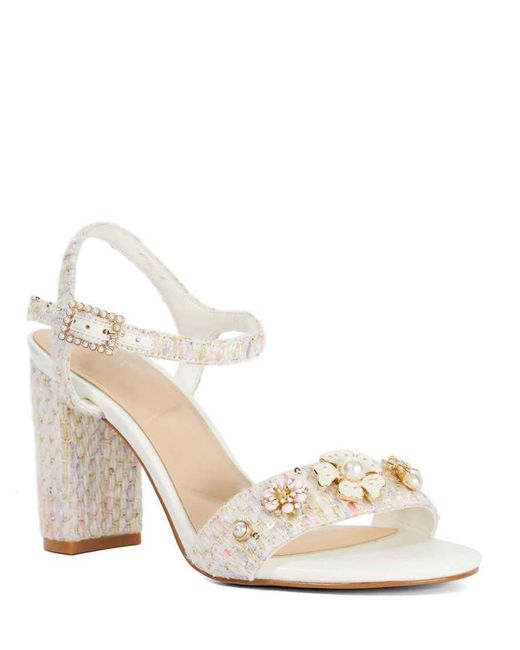 Dune White Mention Heeled Sandals