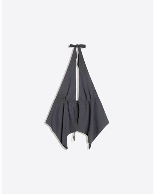 Bershka Blue Halter Neck Tie Top