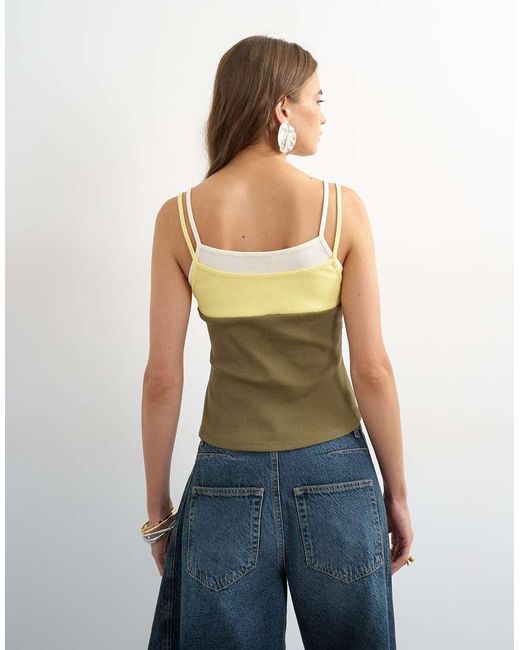 TOPSHOP Green Colour Block Cami
