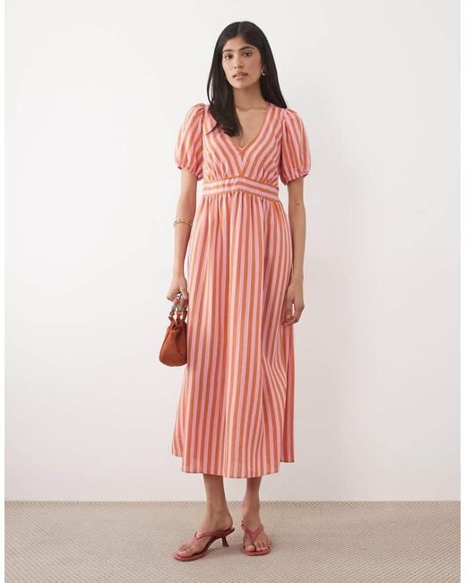 puff sleeve split hem midi dress Mosella Jacquard Puff Sleeve Midi Dress