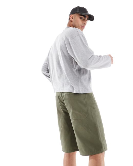 ASOS – lange shorts aus canvas in Gray für Herren