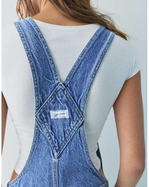 Pull&Bear Blue Long Denim Dungarees
