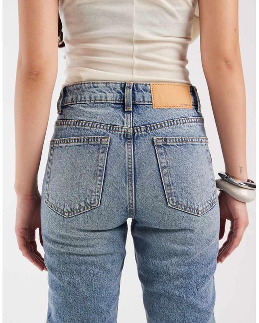 ASOS Blue High Waisted Slim Straight Jeans
