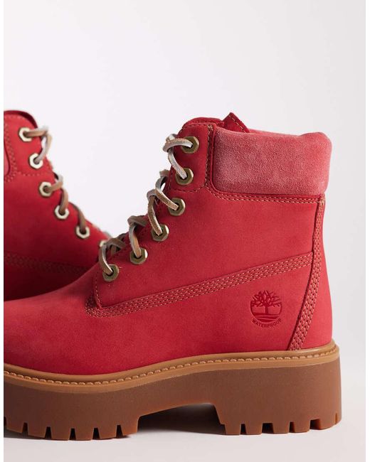 Timberland Red 6-Inch Lace-Up Waterproof Boot