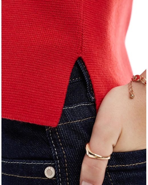 New Look Red Button Down Knitted Waistcoat