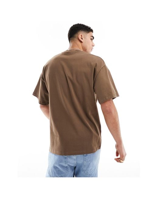 SELECTED Brown Oversized Heavy Weight T-shirt for men