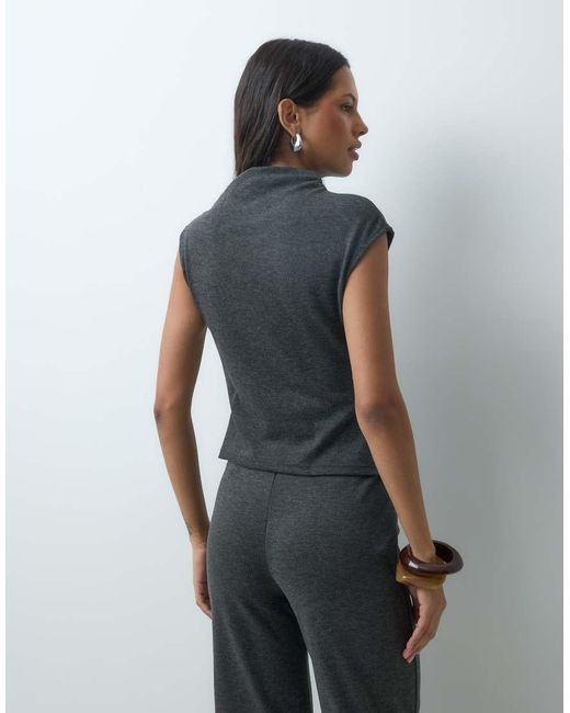 Mango Gray Michi High Neck Sleeveless Top Co-Ord