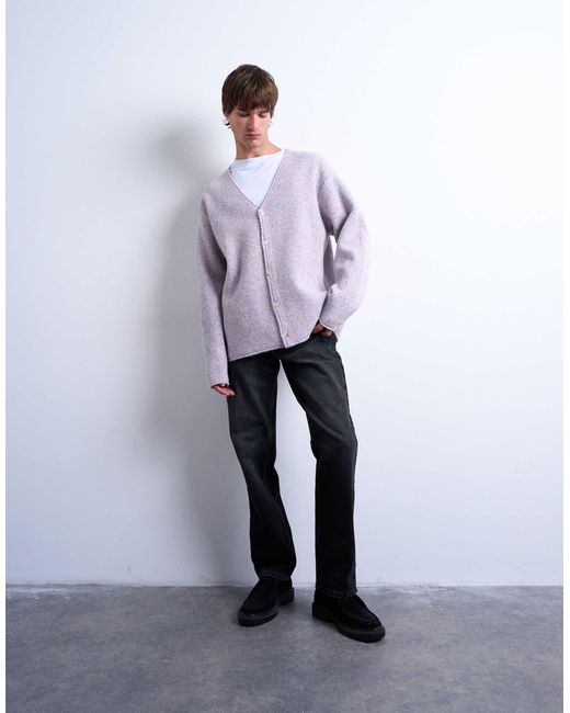 Topman Purple Mixed Up Knitted Cardigan for men