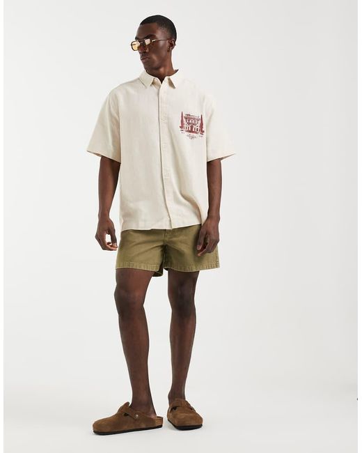 ASOS Natural Shorter Length Denim Jorts for men