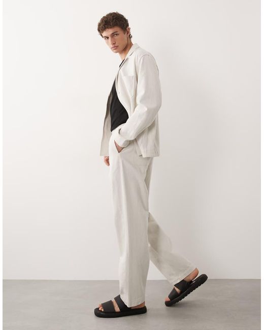 ARKET Natural Pure Cotton Wide Leg Elasticated Waist Trouser for men
