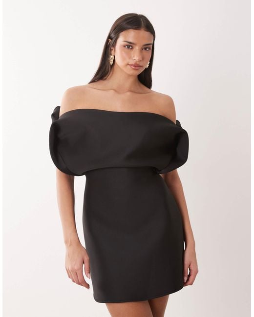 ASOS Black Structured Bardot Mini Dress