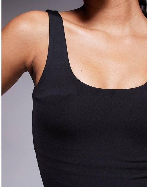 4505 Black Square Neck Singlet With Inner Bra