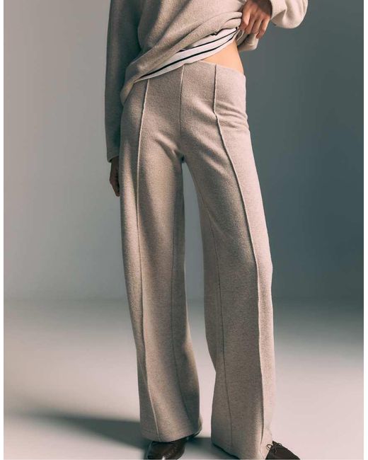 Stradivarius Gray Knit Trousers With Seam Detail
