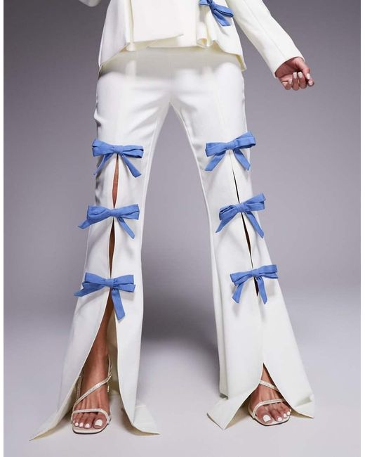 Pantalones De Sastre Con Lazos De Denim De (Parte De Un Conjunto)-Blanco ASOS de color Blue