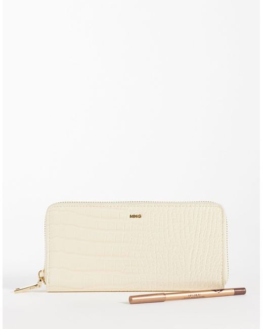 Mango Natural Croc Effect Long Wallet