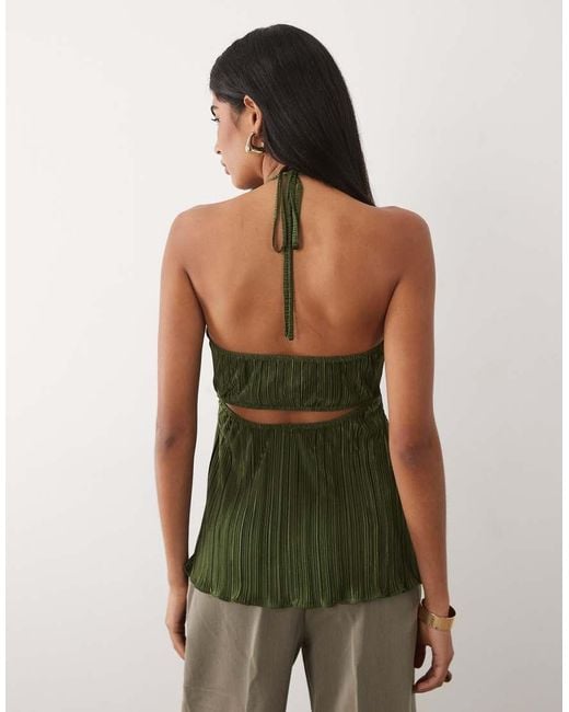 ASOS Green Plisse Ring Halter Bandeau
