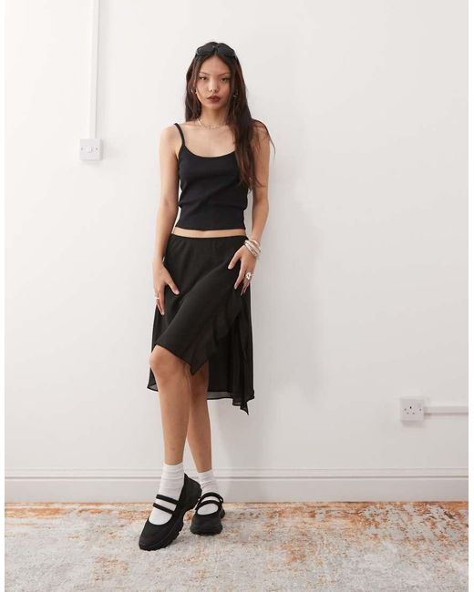Weekday Asymmetrische Doorzichtige Midirok Van Chiffon in het White