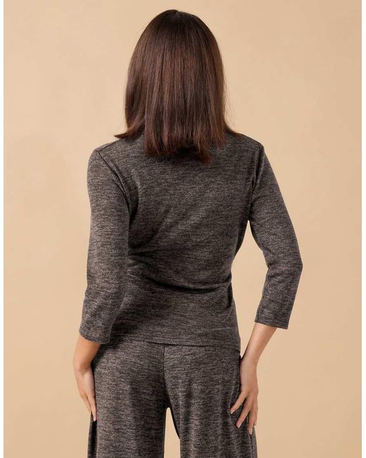 PixieGirl Black Petite Marl Wrap Top