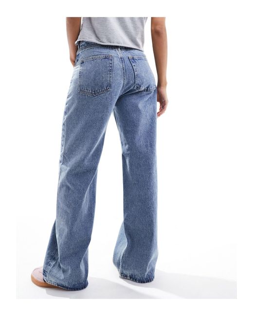 Monki Blue Naoki Low Rise Loose Fit Jeans