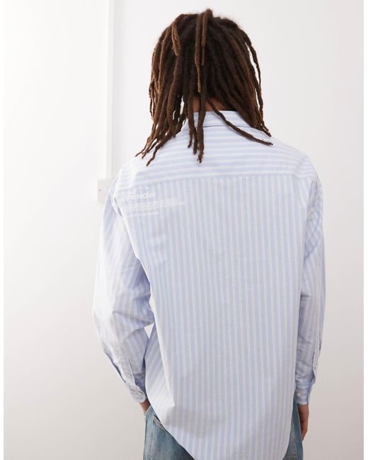 Aape By A Bathing Ape Blue Aape By A Bathing Ape Long Sleeve Stripe Shirt for men