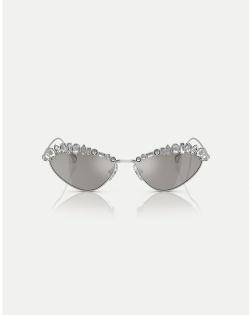 Occhiali Da Sole Irregolari Con Lenti A Specchio di Swarovski in Multicolor
