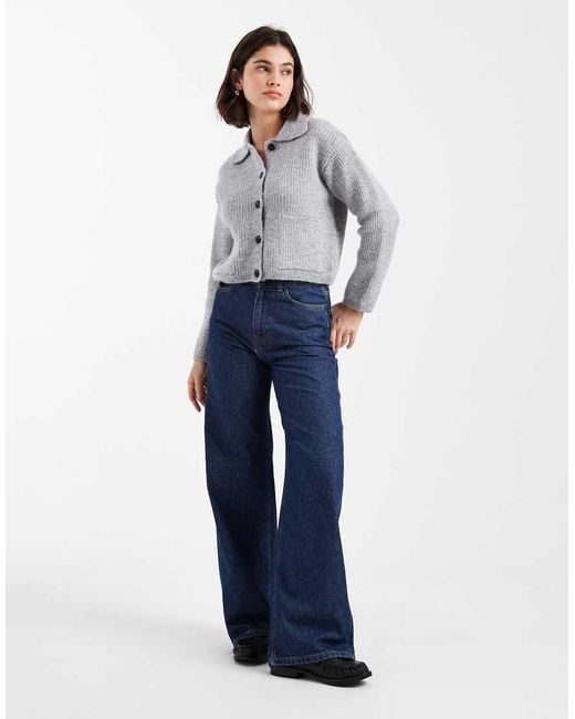 New Look Gray Collared Button Through Cardigan