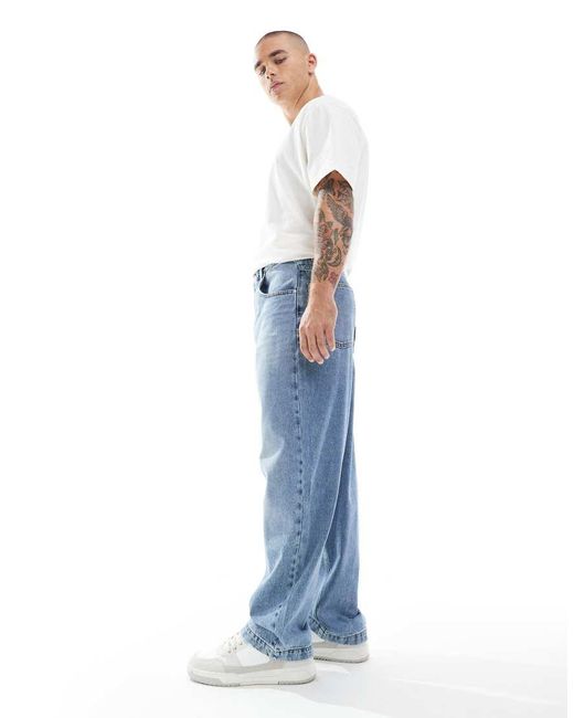 ASOS Blue Loose Straight Jeans for men