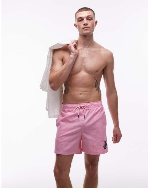 Tommy Hilfiger Pink Resort Contrast Logo Drawstring Swim Short for men