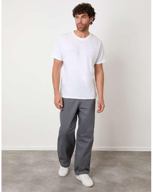 Threadbare Gray Baggy Fit 5 Pocket Chino Trousers for men