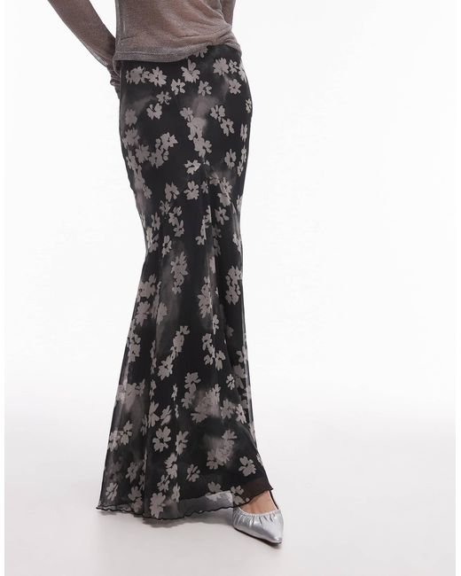 TOPSHOP Black V Godet Maxi Skirt