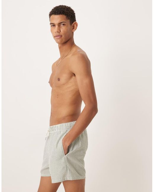 ASOS White Seersucker Swim Shorts for men