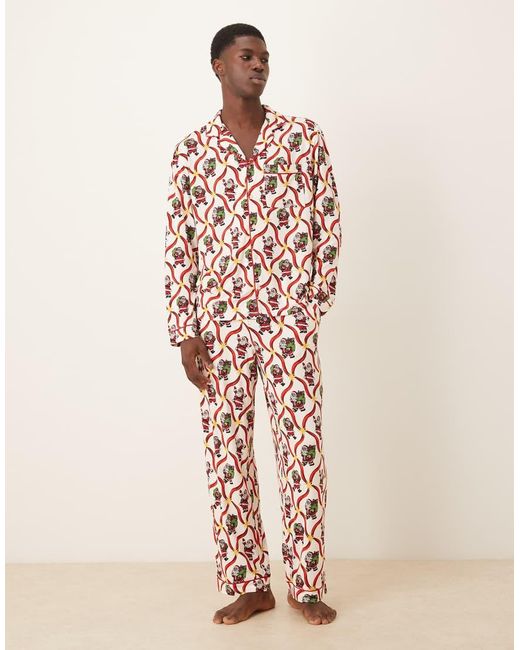 Chelsea Peers Pink Exclusive His & Hers Poly Long Sleeve Revere Pyjama Set for men