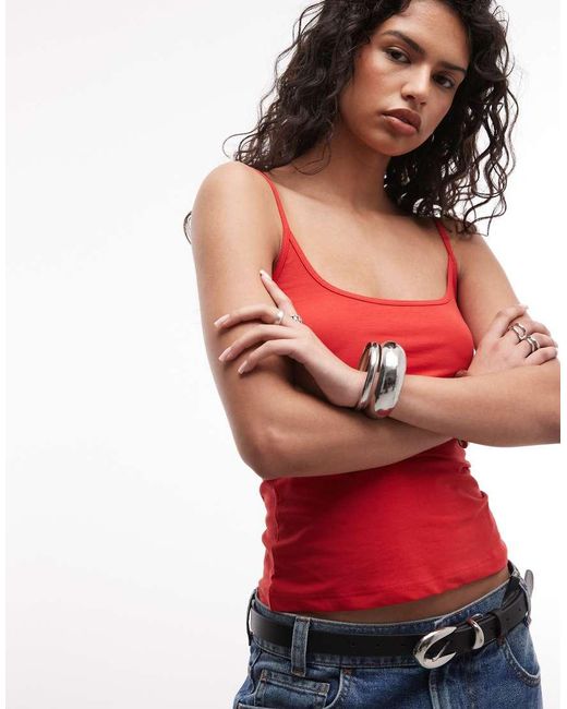 Monki Red Scoopneck Vest Top