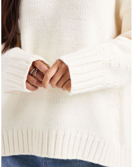 ASOS White Oversized Crew Neck Jumper With Curved Hem