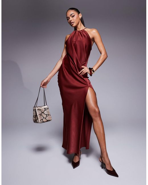 ASOS Red – neckholder-maxikleid aus satin