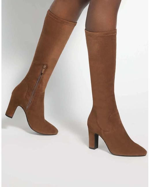 Dune Brown Simple Knee High Boots