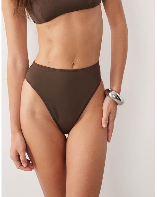 ASOS Brown Maya Azores High Leg High Waist Bikini Bottom