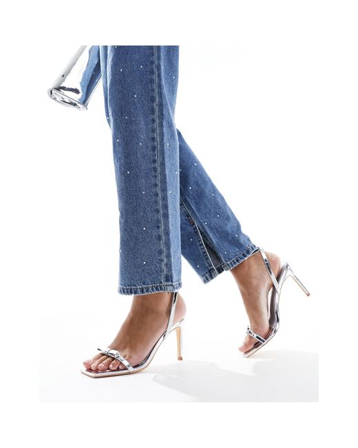 Sandales minimalistes à talon avec noeud Glamorous en coloris Blue