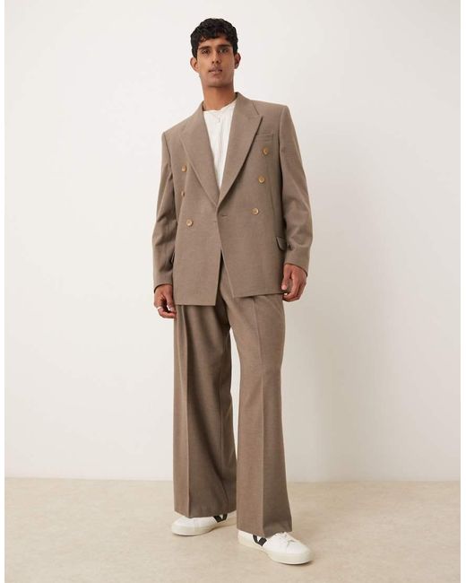 Pantalones De Traje De Pernera Holgada De Tejido Texturizado De -Neutro ASOS de hombre de color Natural