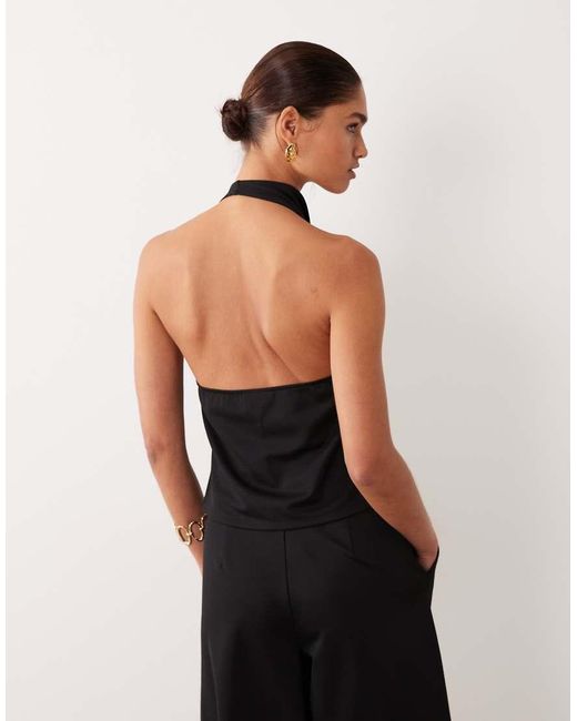 ASOS Black Co-ord Slinky Twill Cowl Neck Top