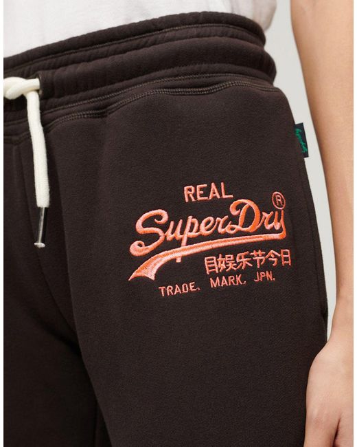 Superdry Neon Vintage Logo Low Rise Flare Joggers - Black