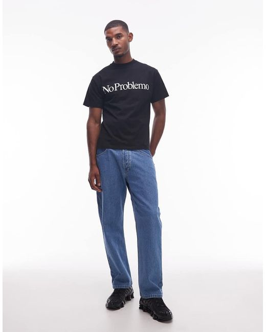 No Problemo Blue Logo Cotton T-shirt for men