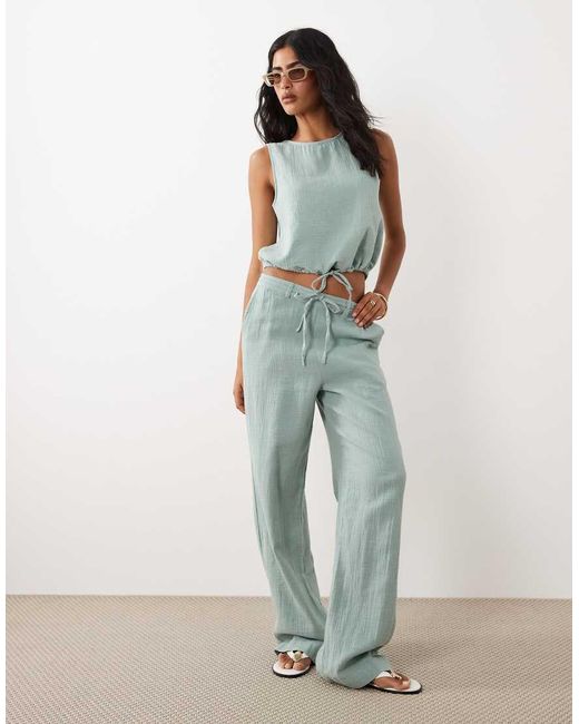 Vila White Cotton Cheesecloth Sleeveless Top Co-ord
