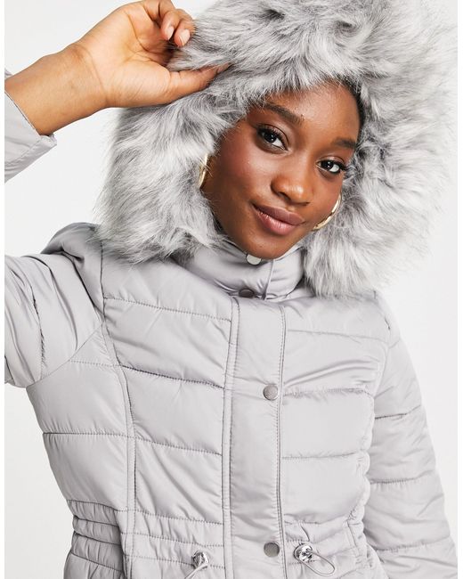 new look grey puffer coat
