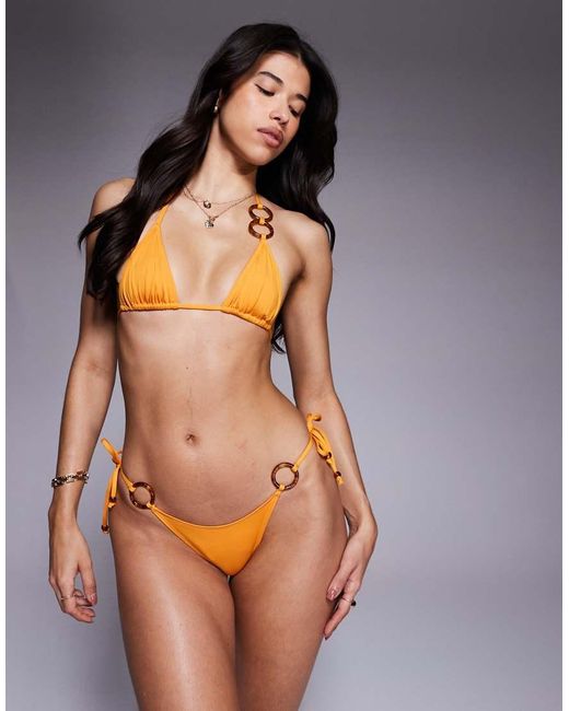 ASOS Orange Rita Triangle Bikini Top With Ring Detail